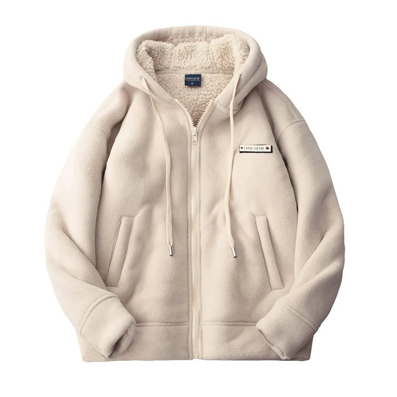 Męska gruba bluza polarowa z kapturem i podszewką – miękka, ciepła i wygodna