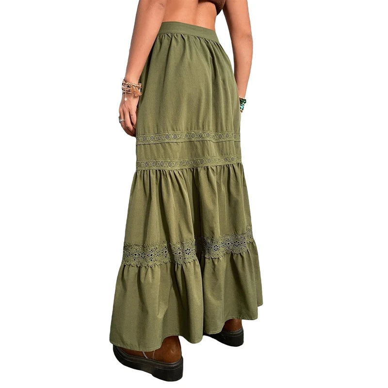 Boho spódnica maxi z falbanami