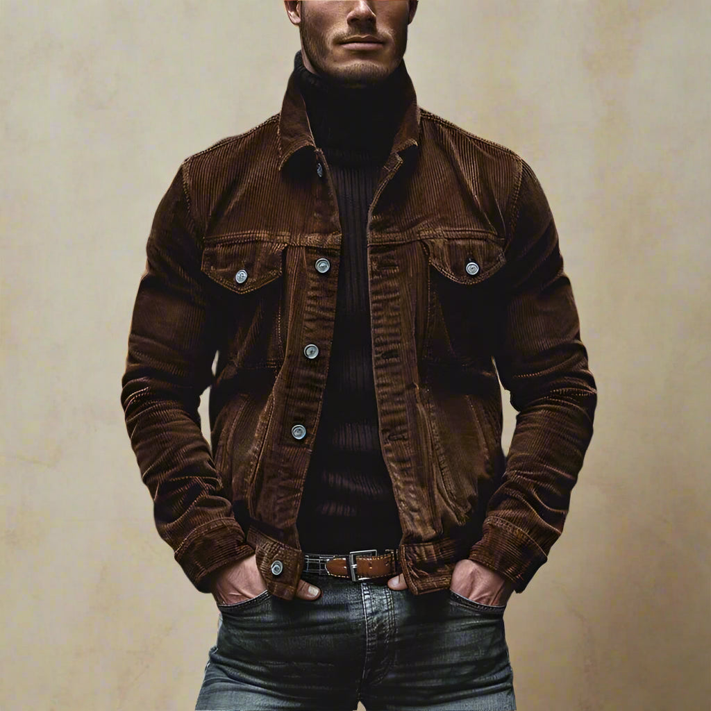 Męska sztruksowa kurtka jeansowa w stylu vintage