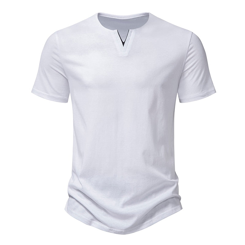 Męska Koszulka z Krótkim Rękawem i Dekoltem V