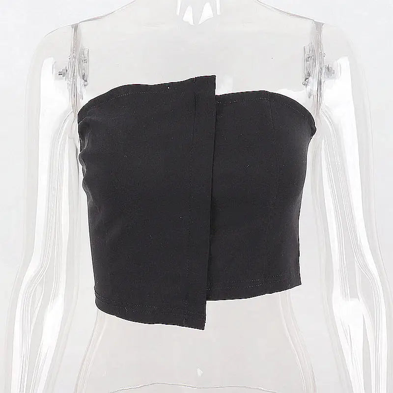 Elegancki Damski Top Bandeau z Asymetrycznym Wykończeniem