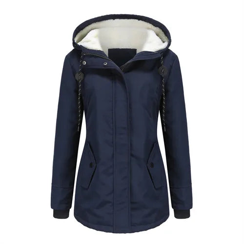 Damska kurtka zimowa z kapturem – wodoodporna, wiatroszczelna i ocieplana, idealna na mroźne dni