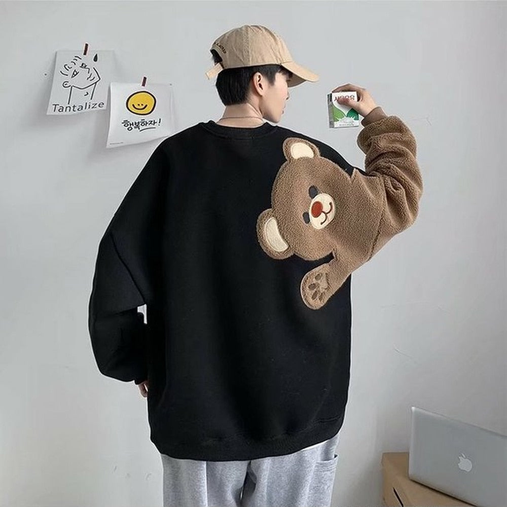 Bluza Męska oversize z misiem na rękawie