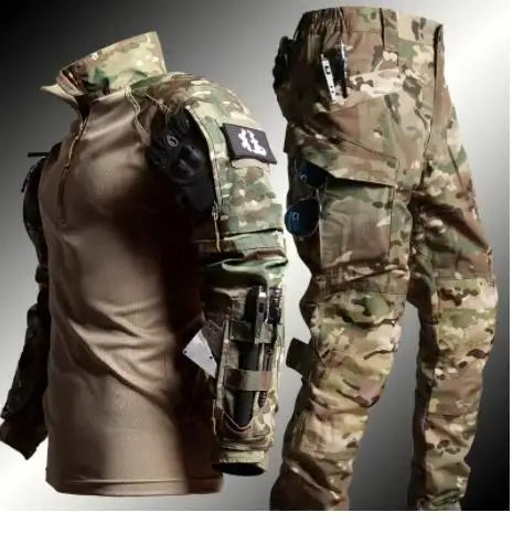 Taktyczny zestaw odzieży męskiej – bluza i spodnie bojówki w kamuflażu