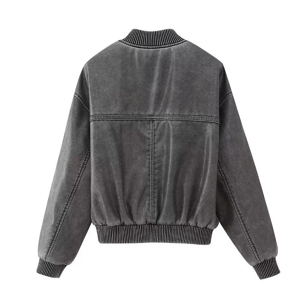 Damska kurtka bomberka skórzana