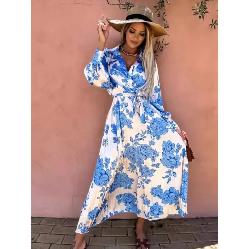 Zwiewna Sukienka Maxi z Kwiatowym Wzorem