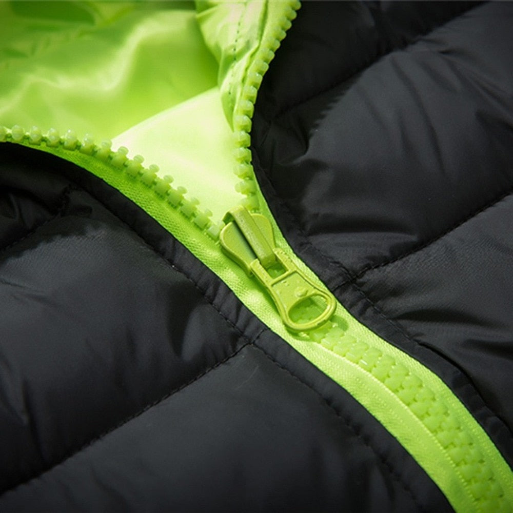 Męski dwukolorowy bezrękawnik pikowany z kapturem