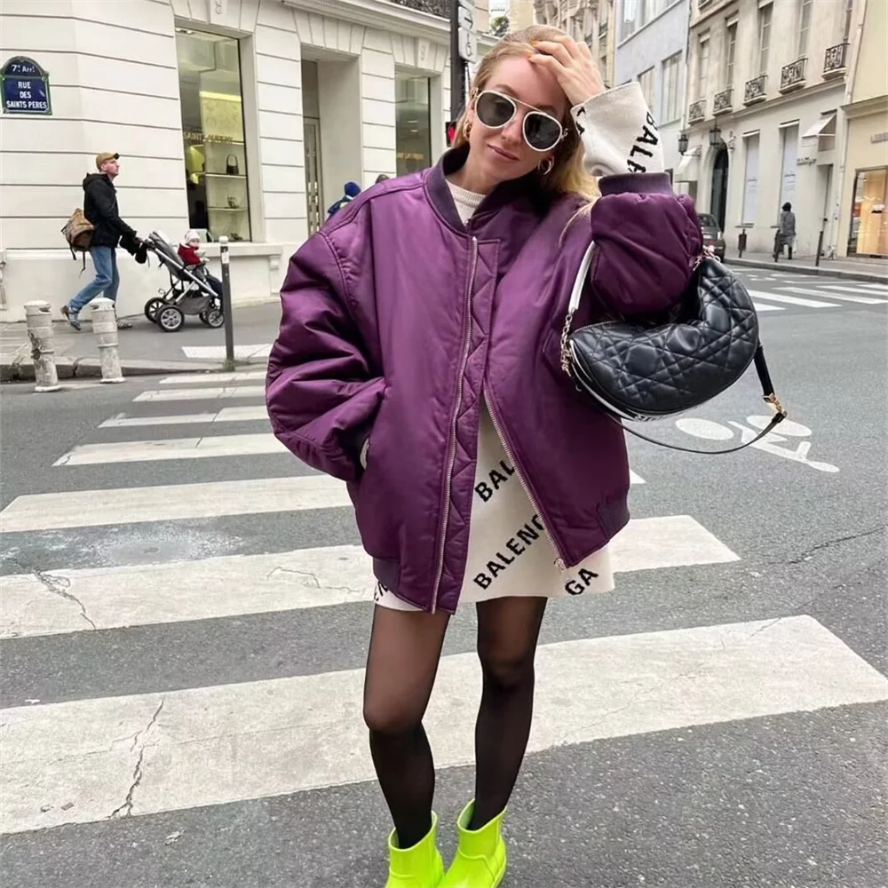 Damska kurtka bomber oversize – modna kurtka pikowana na jesień i zimę