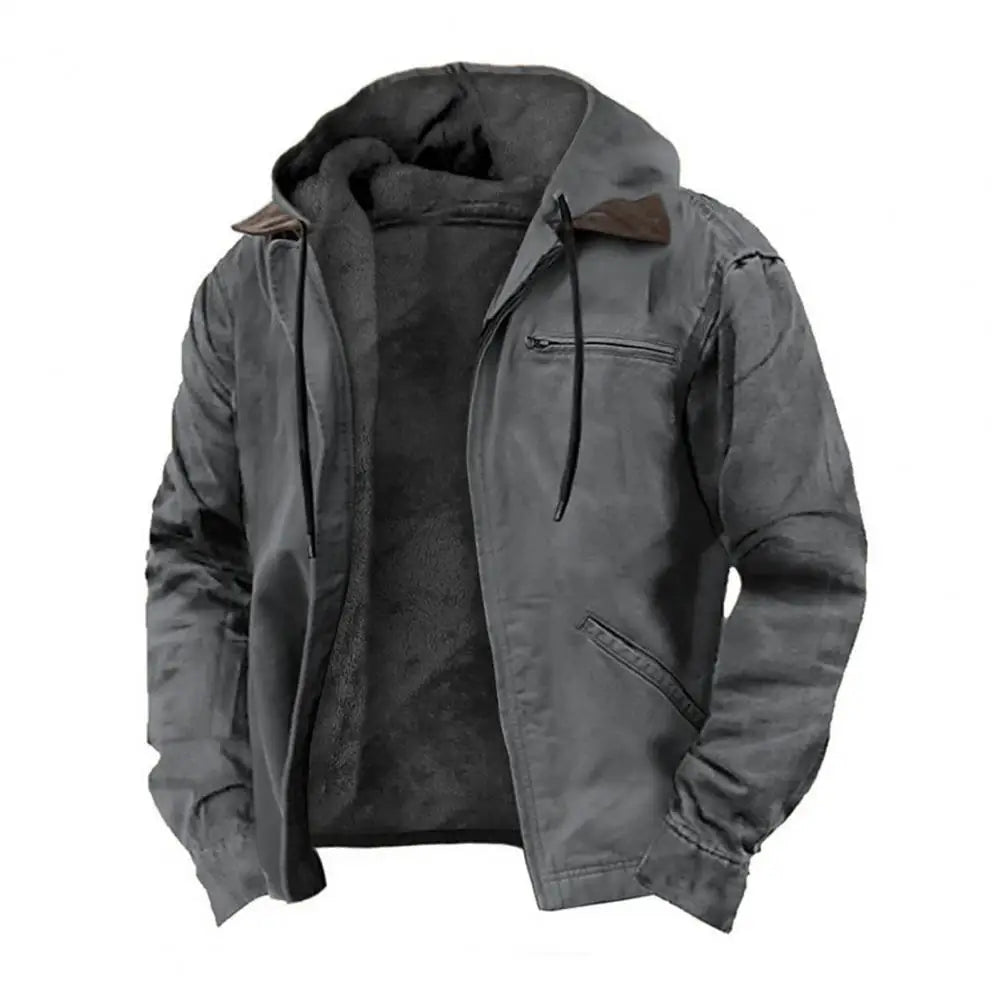 Męska kurtka zimowa z kapturem i ociepleniem, styl casual-outdoor