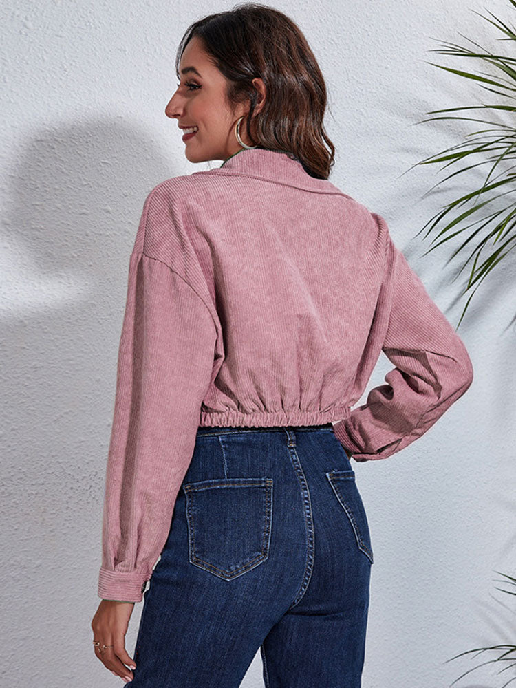 Damska kurtka sztruksowa w stylu crop top