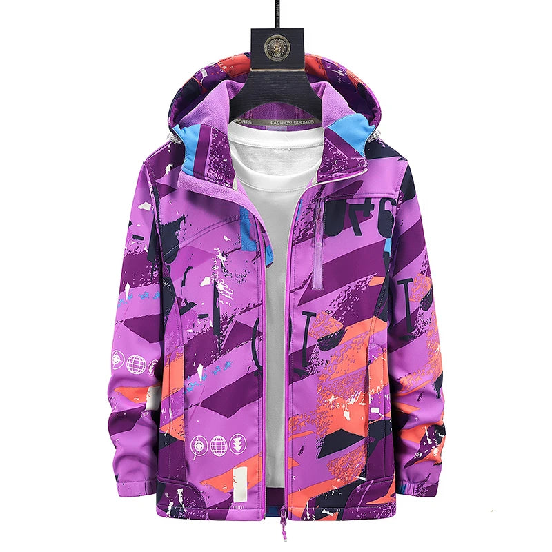 Unisex kurtka softshell z polarem – oddychająca kurtka outdoorowa z kapturem do górskich wypraw i sportów