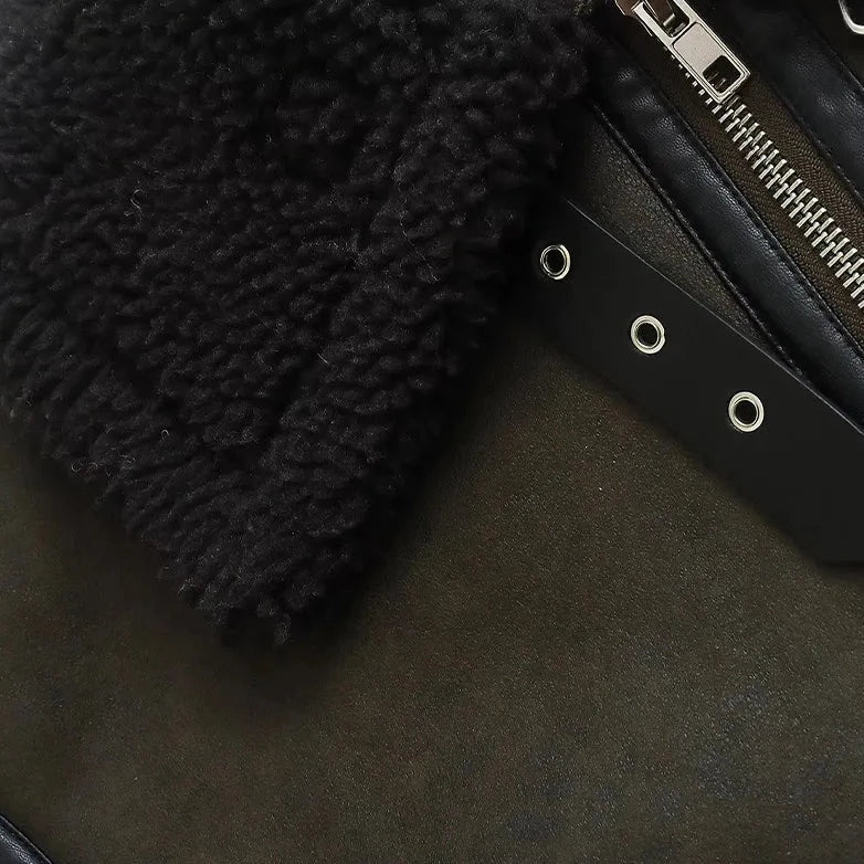 Damska kurtka zimowa aviator z futrzanym kołnierzem