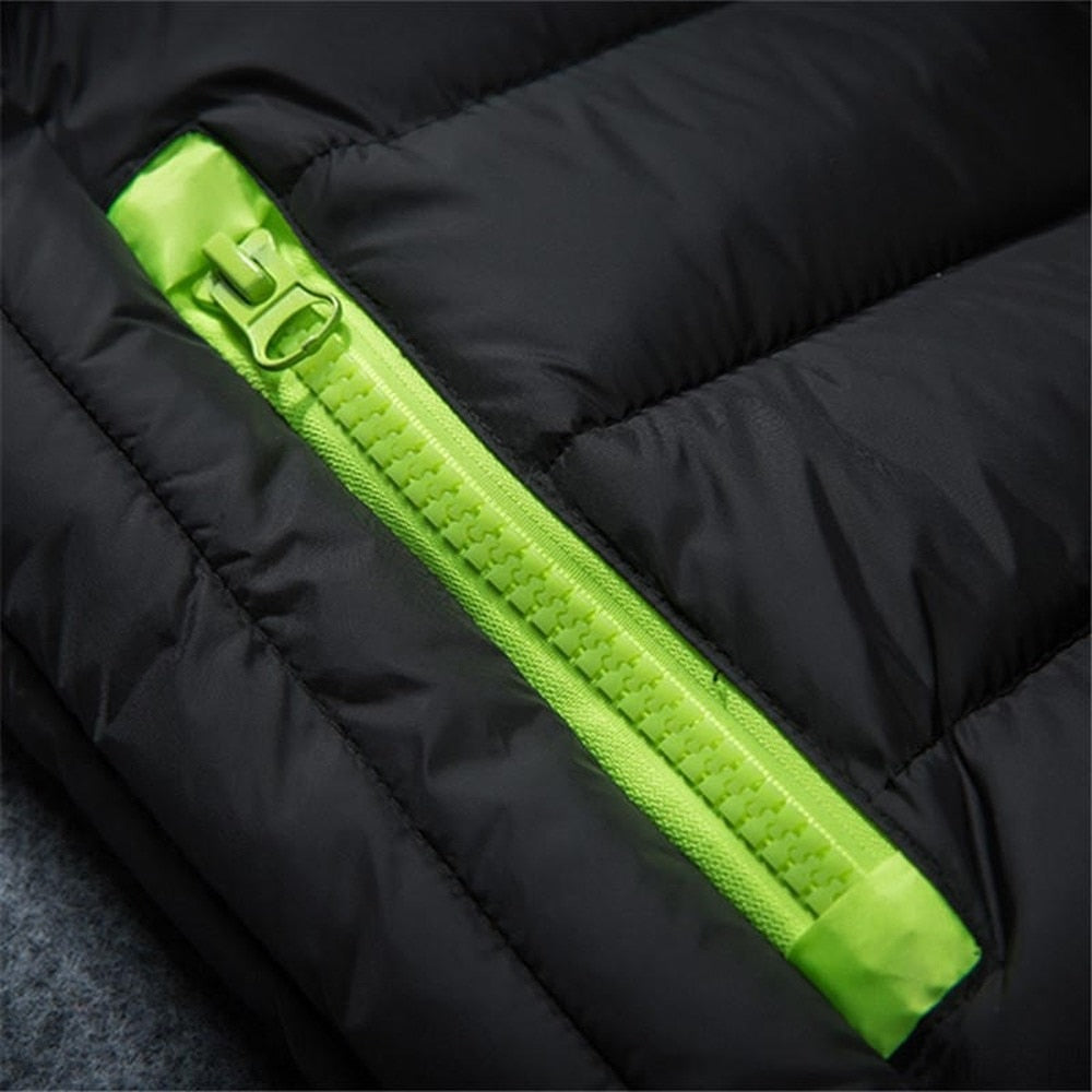 Męski dwukolorowy bezrękawnik pikowany z kapturem