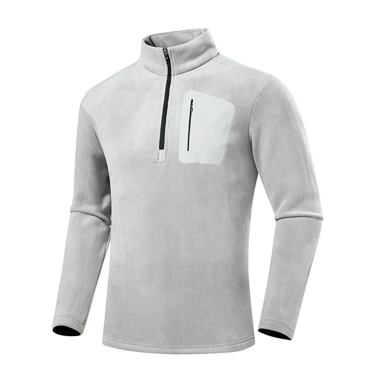 Męska bluza polarowa outdoor z półgolfem i kieszenią na suwak