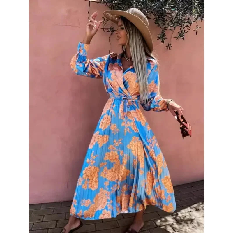 Zwiewna Sukienka Maxi z Kwiatowym Wzorem