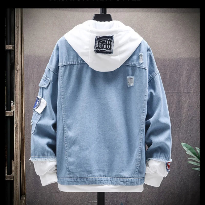 Męska kurtka dżinsowa z kapturem