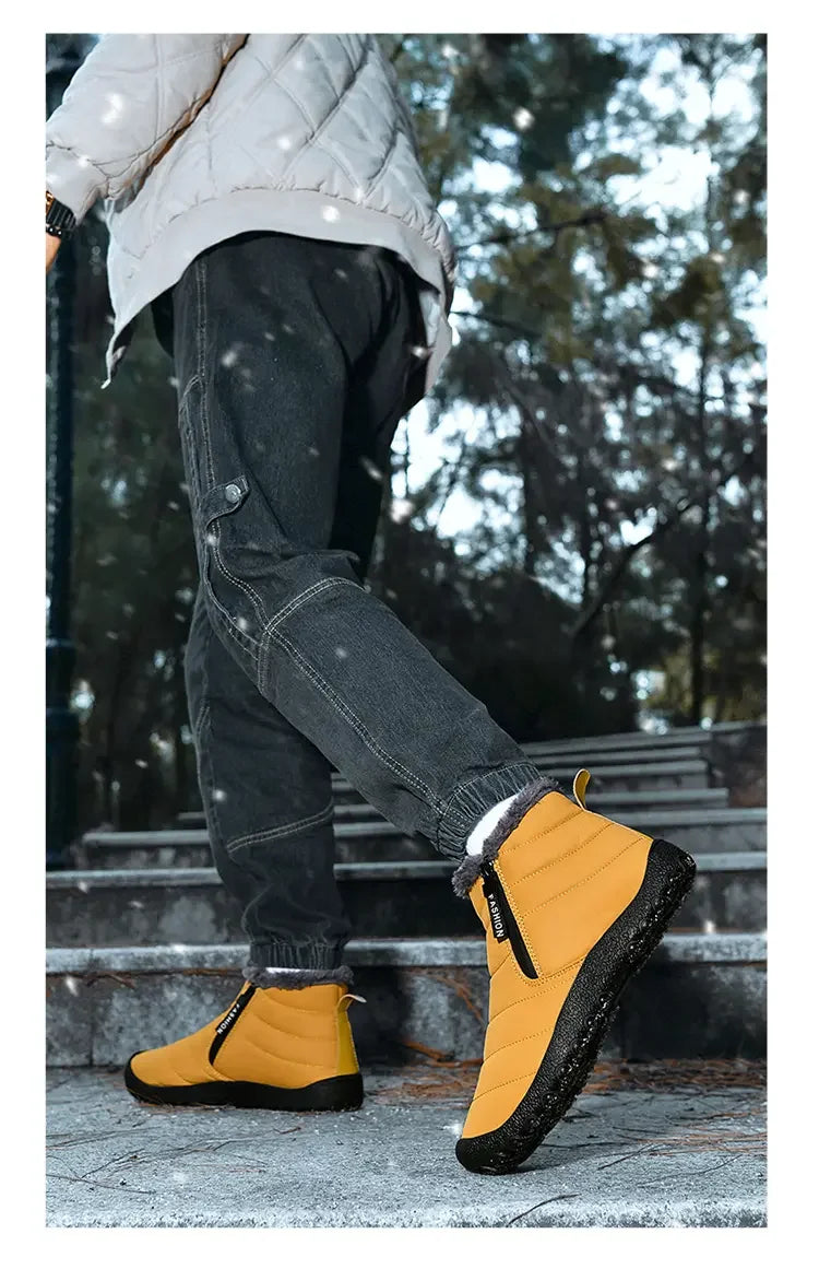 Męskie śniegowce zimowe z futerkiem – ocieplane buty outdoorowe z zamkiem