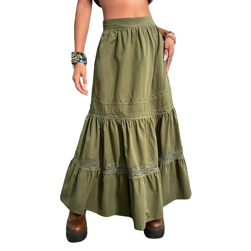 Boho spódnica maxi z falbanami