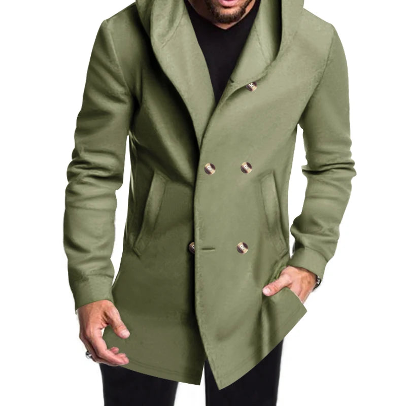 Męski płaszcz z dużym kapturem, styl casual-streetwear, różne kolory