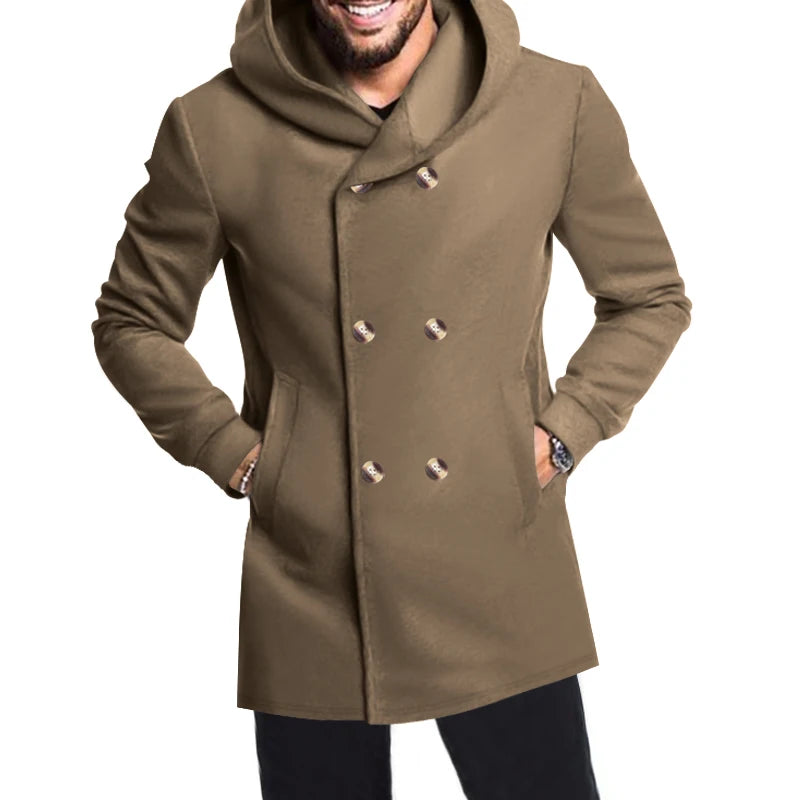 Męski płaszcz z dużym kapturem, styl casual-streetwear, różne kolory