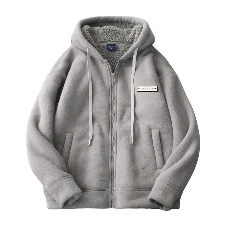 Męska gruba bluza polarowa z kapturem i podszewką – miękka, ciepła i wygodna