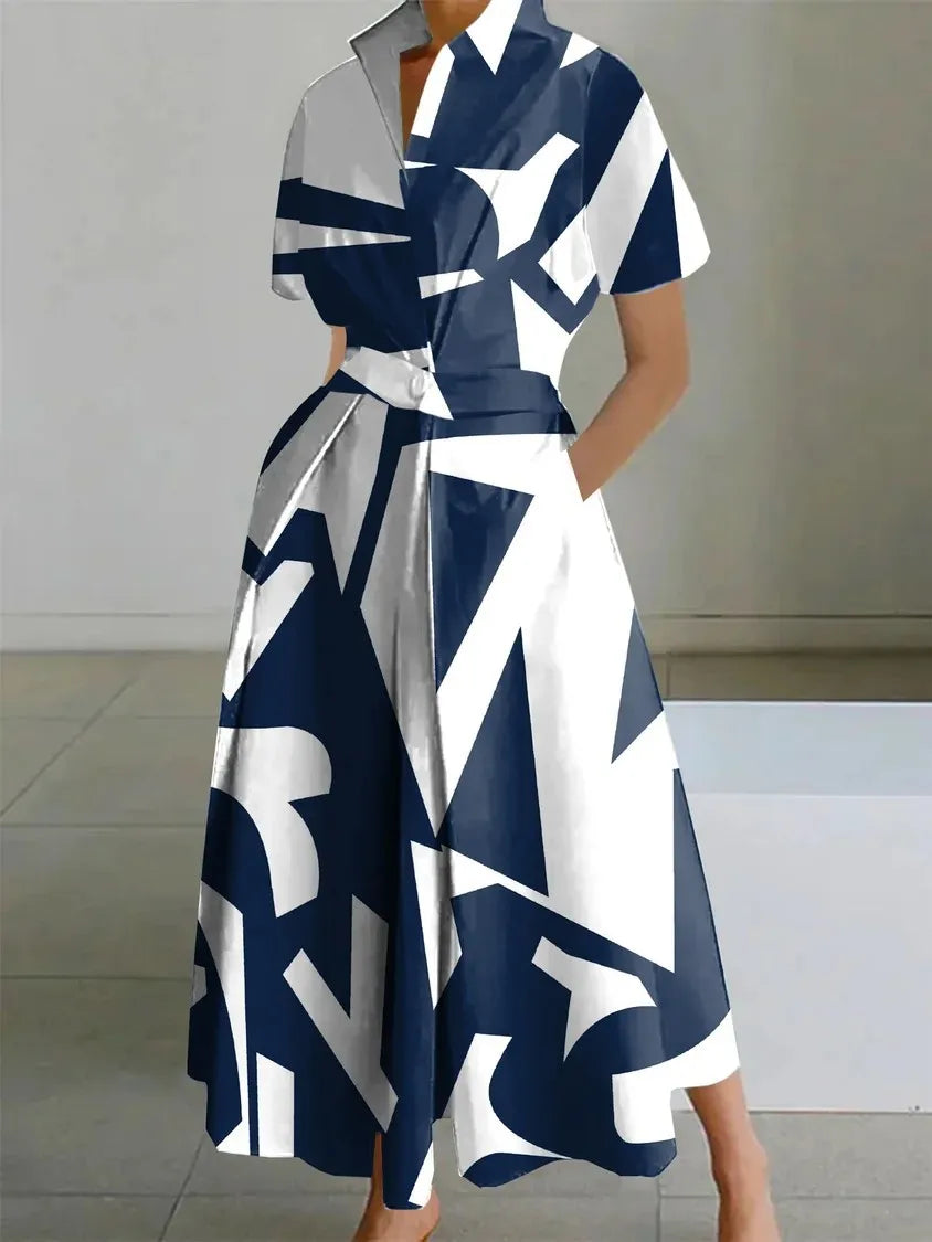 Minimalistyczna sukienka midi bez rękawów z kołnierzykiem – elegancja w nowoczesnym wydaniu