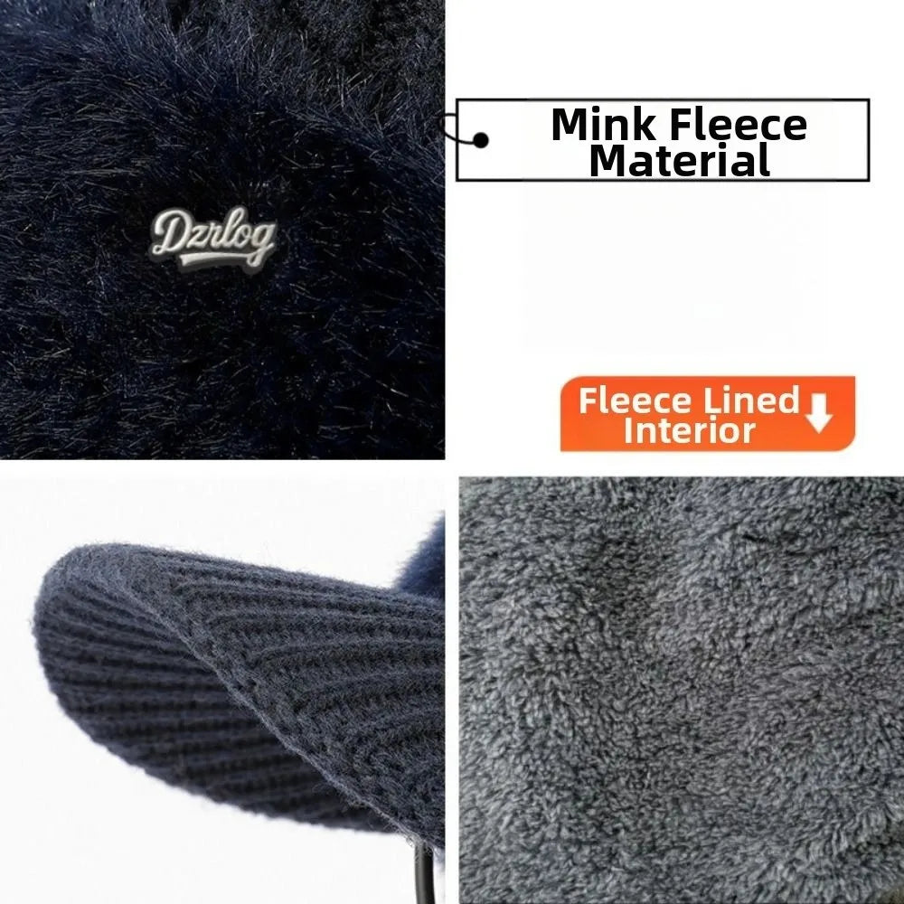 Ocieplana czapka zimowa unisex z daszkiem i nausznikami – idealna dla seniorów