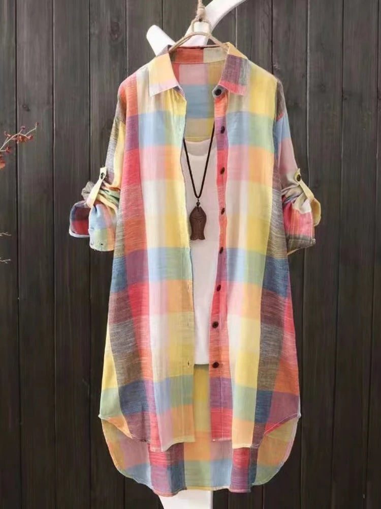 Długa Kolorowa Damska Koszula Narzuta