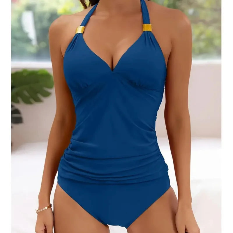 Damski Tankini Modelujący – Dwuczęściowy Strój Kąpielowy z Topem Halter