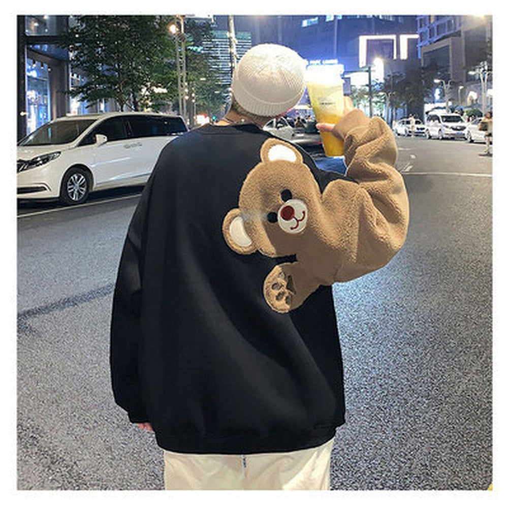 Bluza Męska oversize z misiem na rękawie