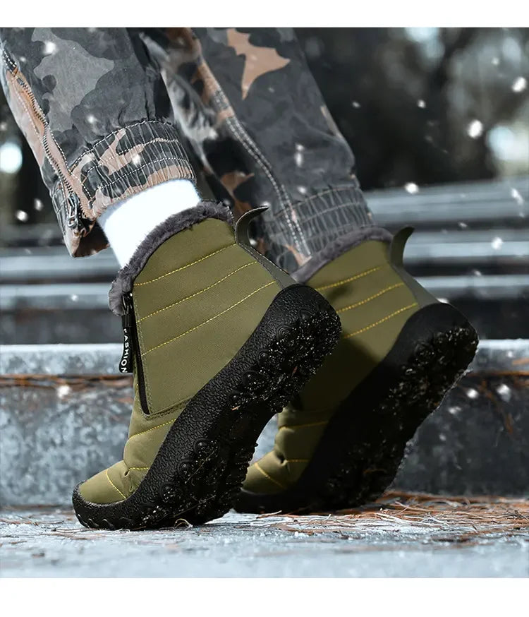 Męskie śniegowce zimowe z futerkiem – ocieplane buty outdoorowe z zamkiem