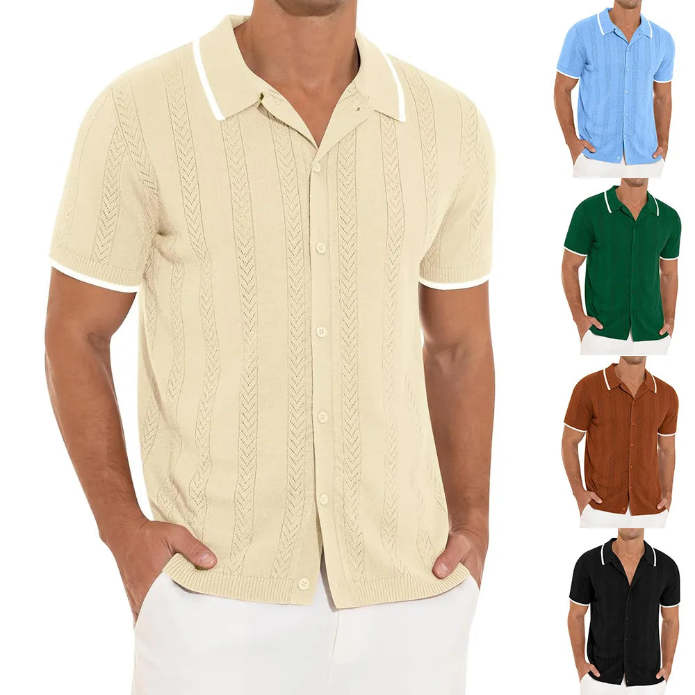 Męska koszulka polo z krótkim rękawem w stylu retro