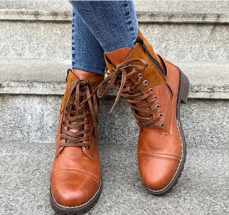 Damskie botki sznurowane z klamrą – stylowe i wygodne buty na jesień i zimę