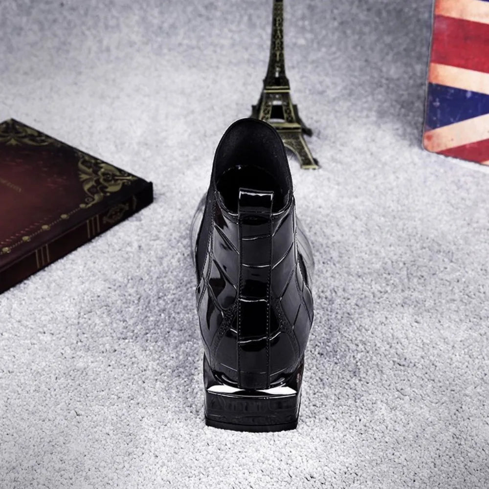 Damskie botki lakierowane z tłoczeniem krokodyla – eleganckie i wyraziste na specjalne okazje