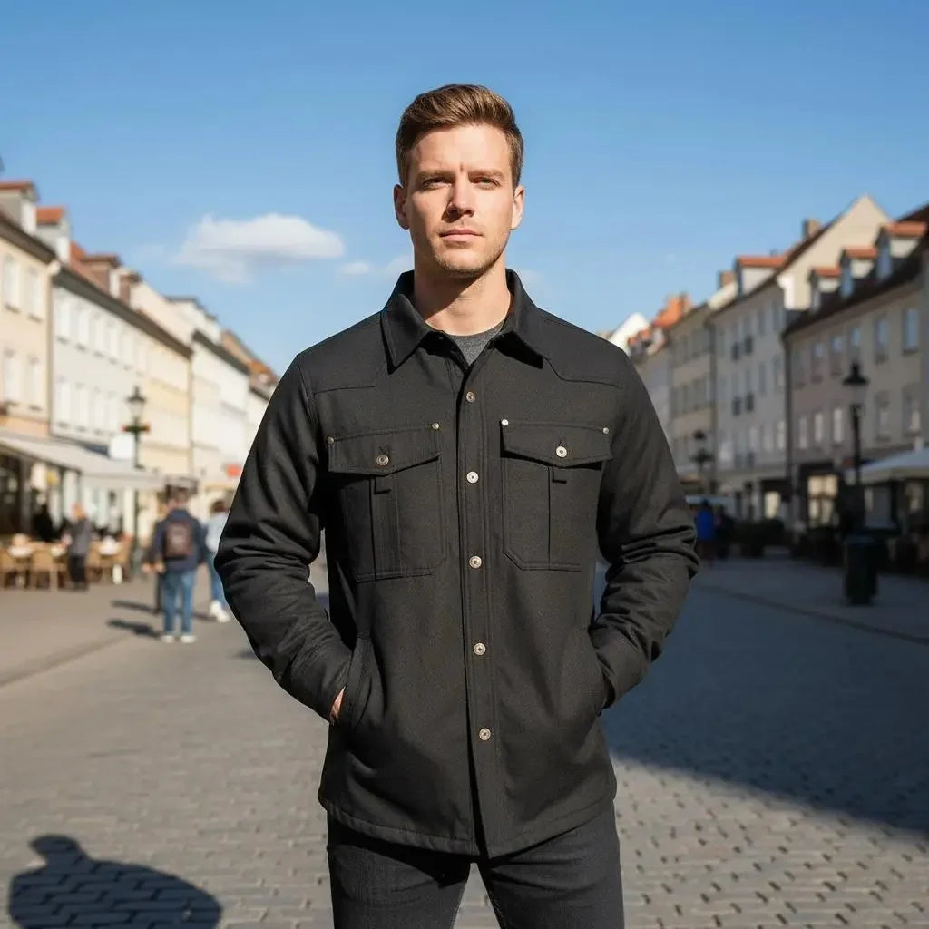 Męska kurtka ocieplana z flanelową podszewką