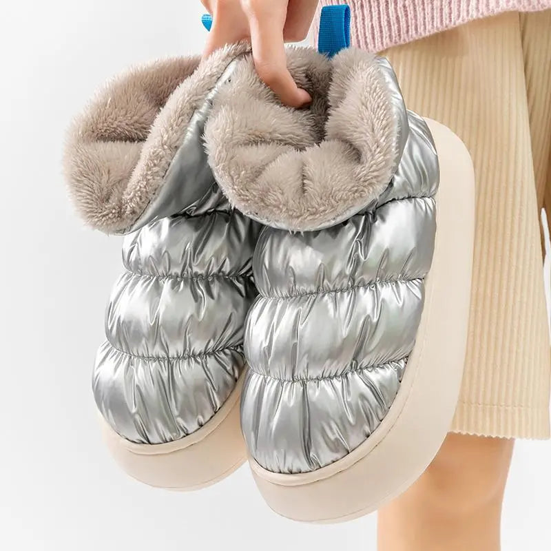 Puchowe zimowe buty z miękkim futrzanym wnętrzem
