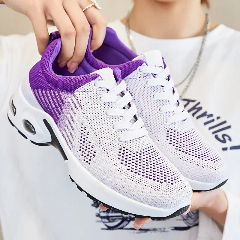 Damskie Sportowe Sneakersy z Oddychającej Tkaniny i Amortyzującą Podeszwą