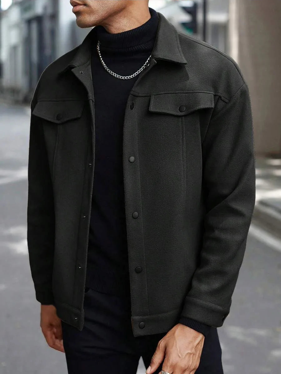 Męska Kurtka Koszulowa z Kieszeniami na Piersi