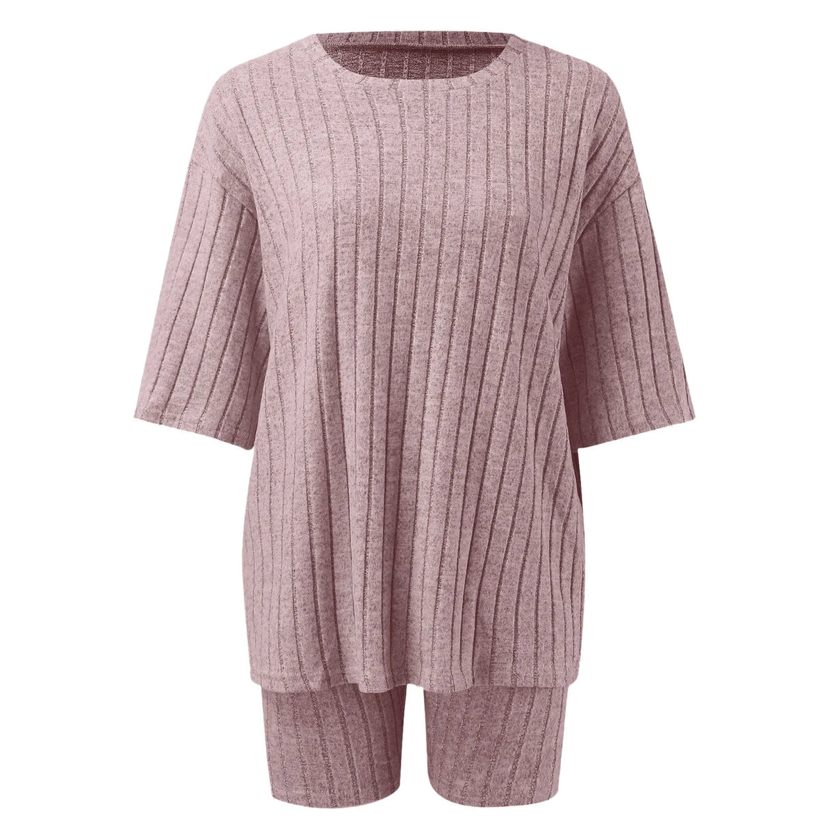 Komfortowy zestaw domowy z dzianiny z luźnym topem i szortami