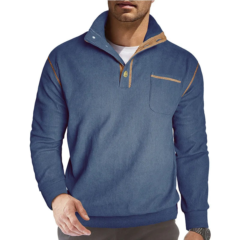 Męski Sweter ze Stójką i Zapięciem