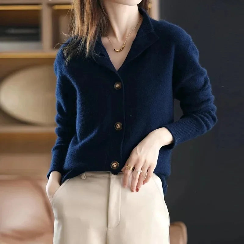 Damski sweter kaszmirowy rozpinany elegancki kardigan z guzikami