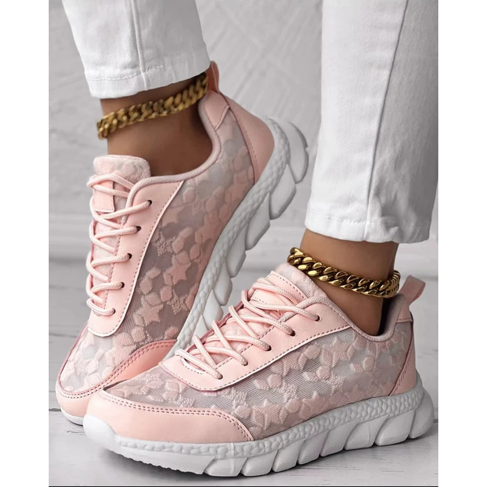 Damskie buty sportowe sneakersy ortopedyczne z koronkowymi wstawkami