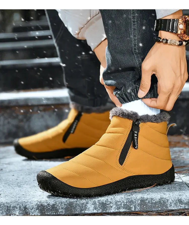 Męskie śniegowce zimowe z futerkiem – ocieplane buty outdoorowe z zamkiem