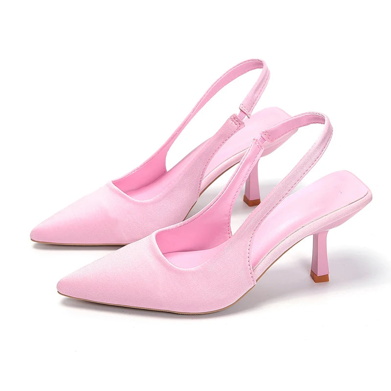 Damskie Czółenka Slingback na Niskim Obcasie z Szpiczastym Noskiem