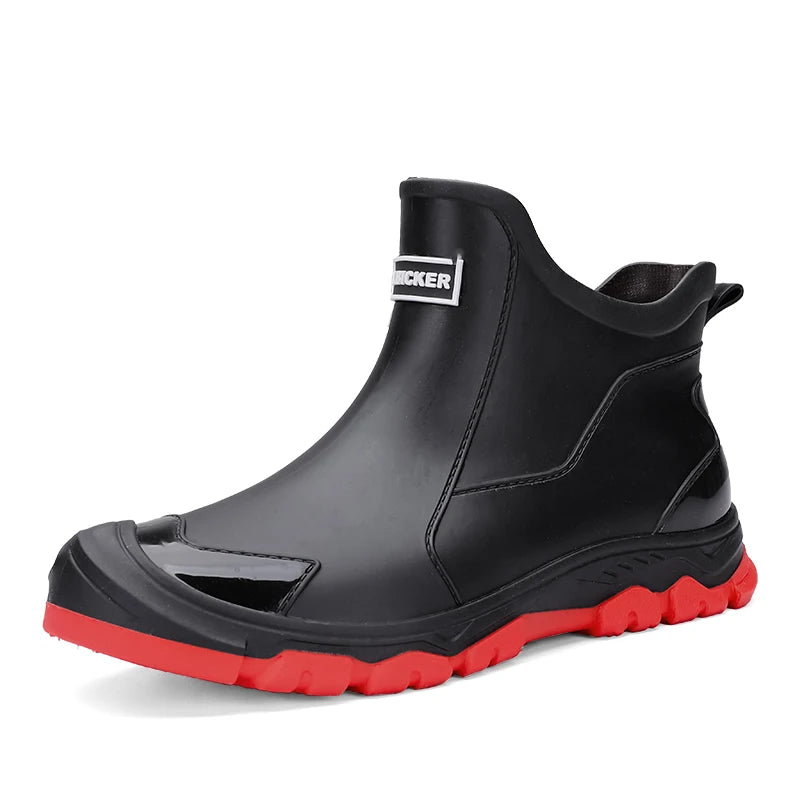 Męskie kalosze gumowe wodoodporne – elastyczne buty z antypoślizgową podeszwą