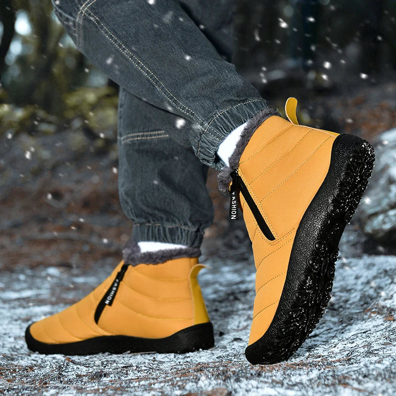 Męskie śniegowce zimowe z futerkiem – ocieplane buty outdoorowe z zamkiem