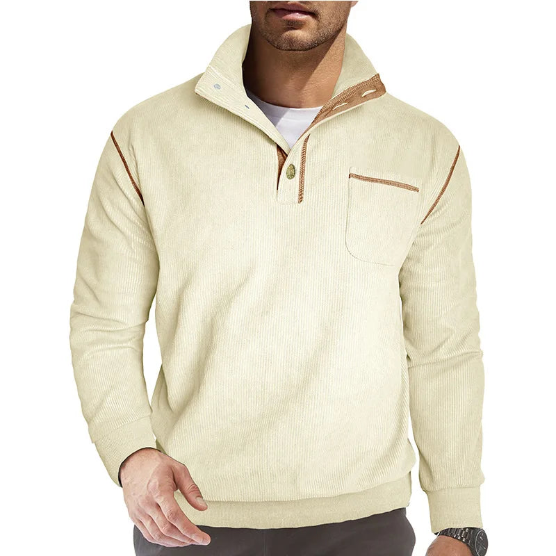 Męski Sweter ze Stójką i Zapięciem