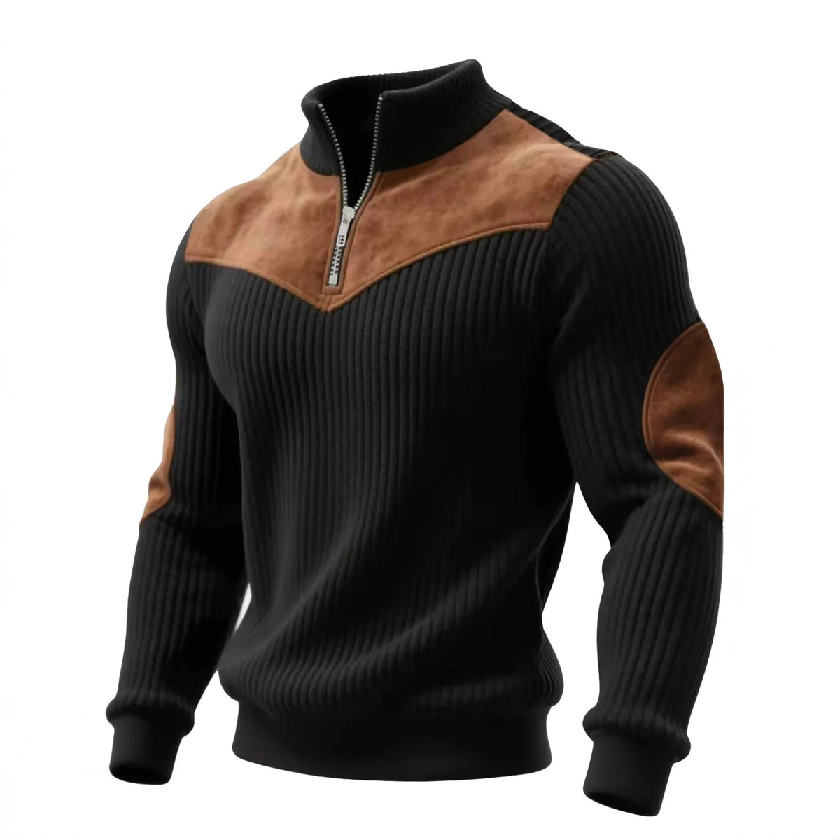 Sweter męski z zamkiem pod szyją – dzianinowy, styl retro