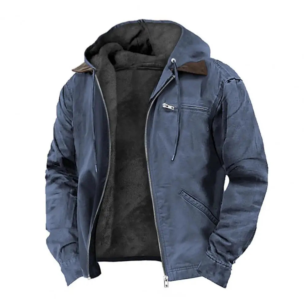 Męska kurtka zimowa z kapturem i ociepleniem, styl casual-outdoor