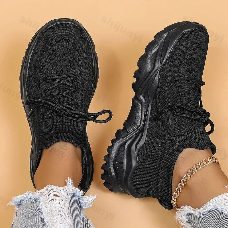 Damskie sneakersy skarpetkowe na grubej podeszwie – sportowe buty wsuwane